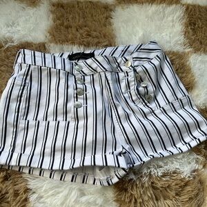 Almost Famous Women's Striped Black and White Shorts